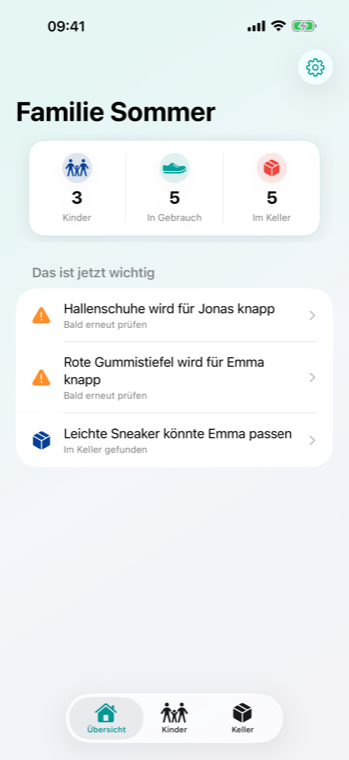 Übersicht in PasstNoch? mit Kindern, Messhinweisen und passenden Schuhen